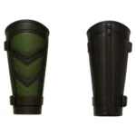 Black and green Reptile-inspired Mortal Kombat vest with hood, angular panels, waist belt, short sleeves, and matching bracers