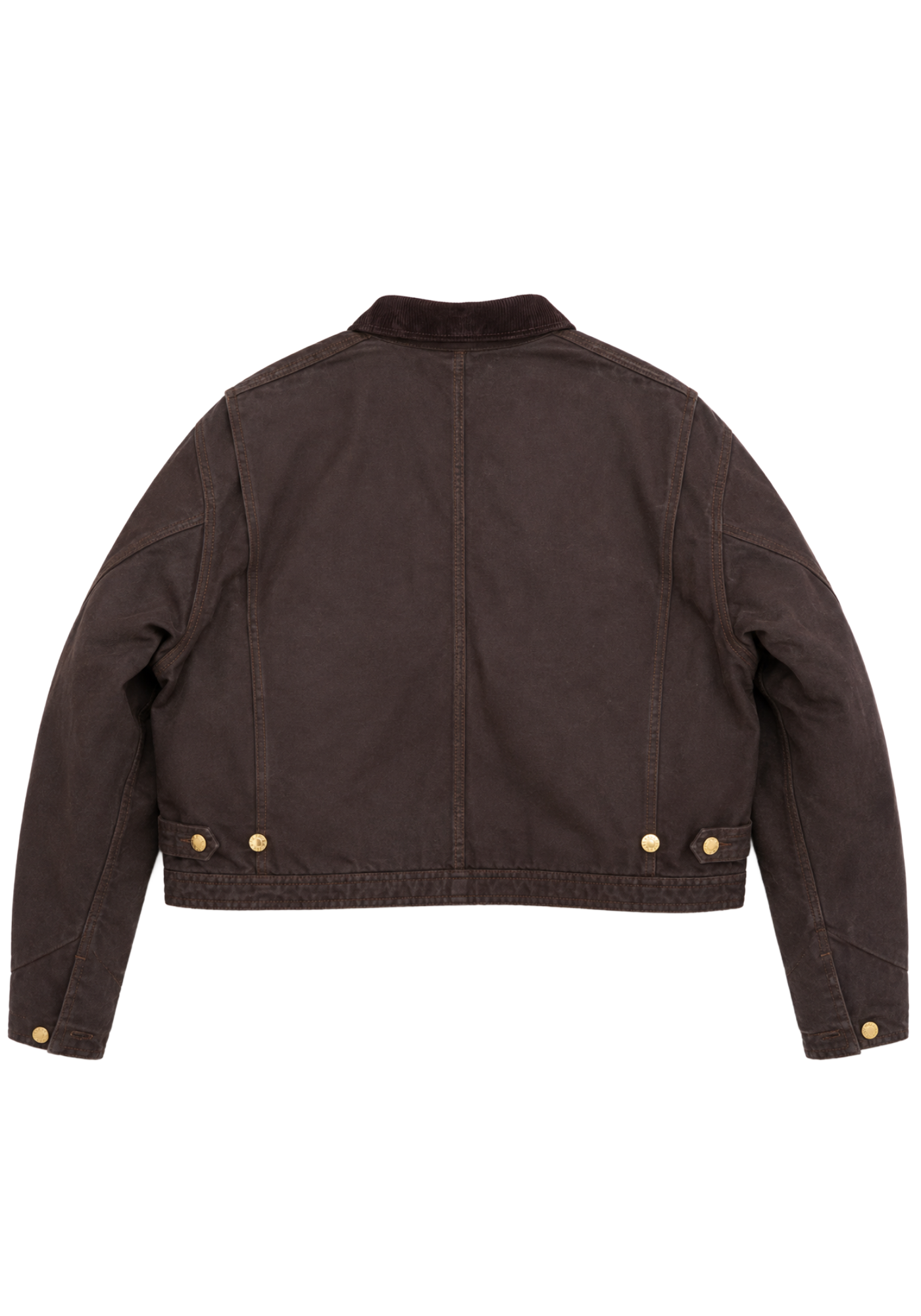 Pink and brown cotton crop jackets with shirt collars, long sleeves, embroidered Yankees graphics, angled pockets, and workwear seam details